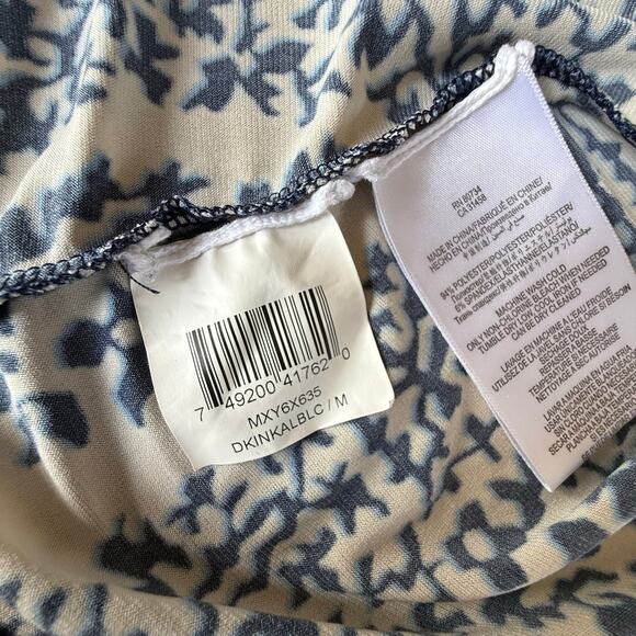 BCBGMaxazria Blue Paisley Floral Wrap Dress Midi Womens Med Navy Cream Feminine - Picture 10 of 15